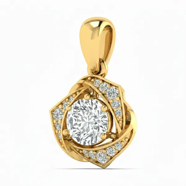 Ornate Emerald-Cut Diamond Pendant - View 2