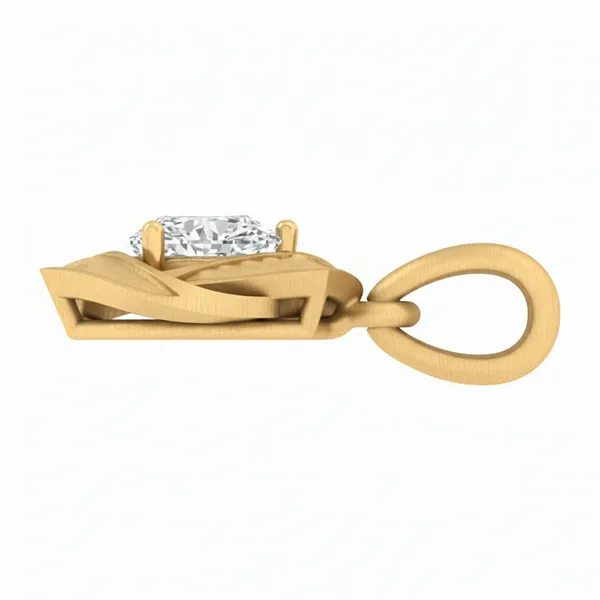 Ornate Emerald-Cut Diamond Pendant - View 3