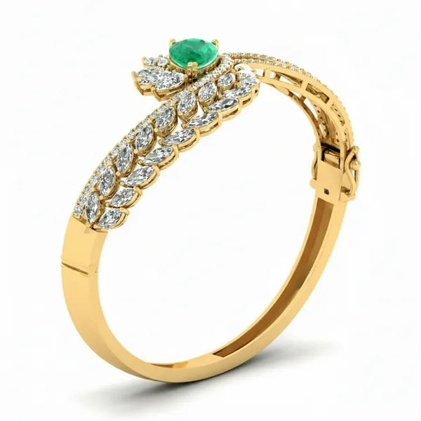 Lustrous Hinged Diamond Bangle - View 2