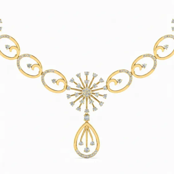 Regal Modern Diamond Necklace - View 4