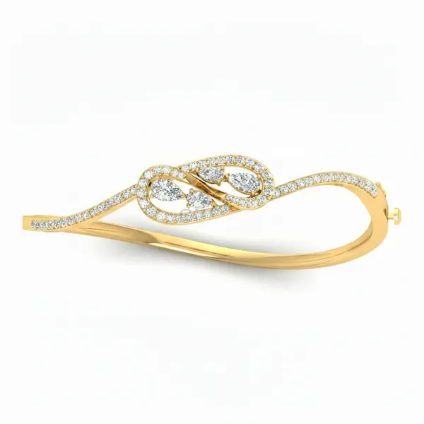 Polished Cuff Diamond Bangle - Laboratory-Grown Diamond Bangle