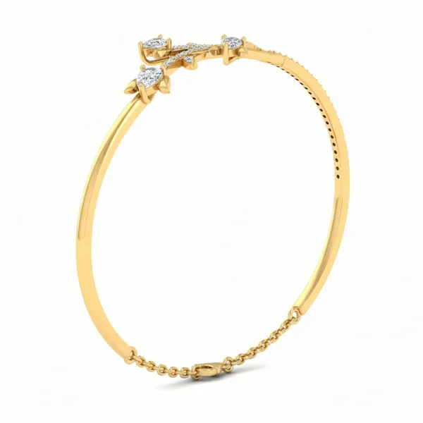 Statuesque Geometric Diamond Bangle - View 2