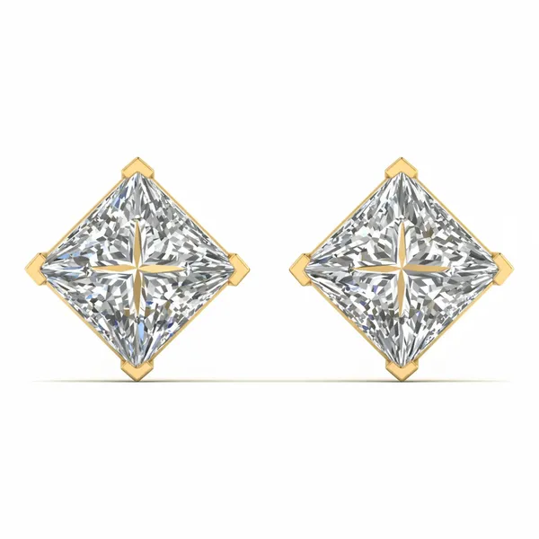 Yasmine Lattice Solitaire Studs - Laboratory-Grown Diamond Earrings