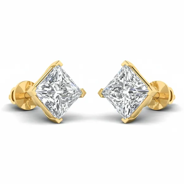 Yasmine Lattice Solitaire Studs - View 2
