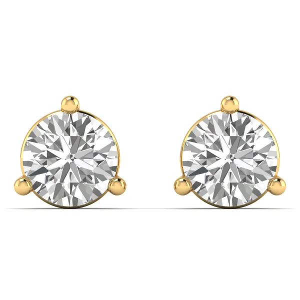Golconda Chevron Single Diamond Studs - Laboratory-Grown Diamond Earrings