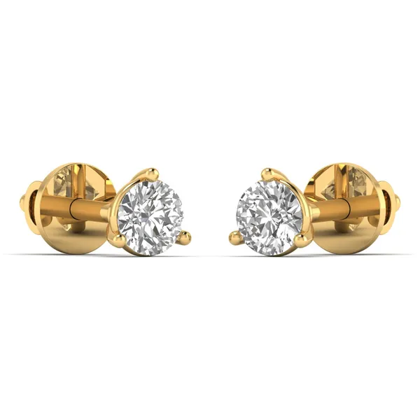 Golconda Chevron Single Diamond Studs - View 2