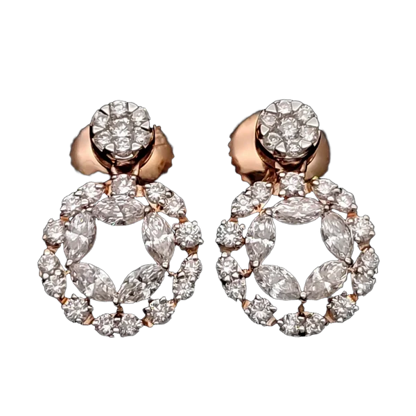 Regal Halo Diamond Earring & Mangalsutra Set - Laboratory-Grown Diamond Earring & Pendant Set