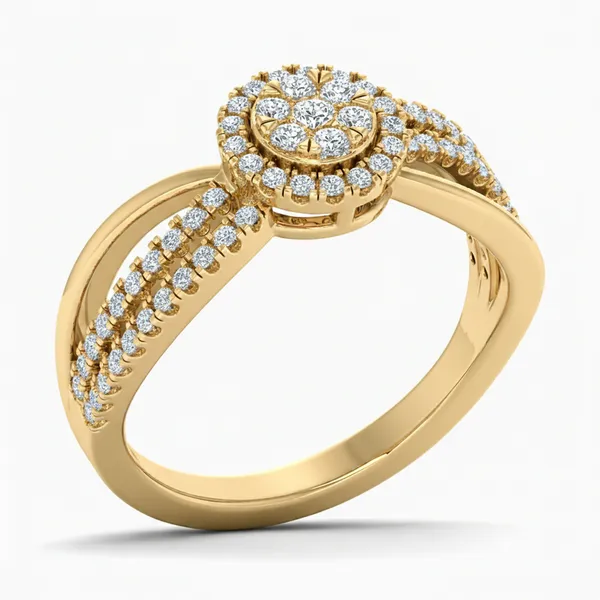 Golden Filigree Diamond Ring - Laboratory-Grown Diamond Ladies Ring