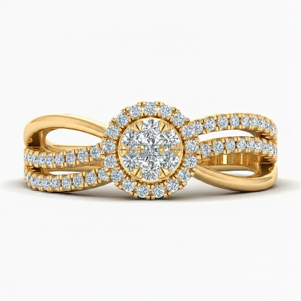 Golden Filigree Diamond Ring - View 2