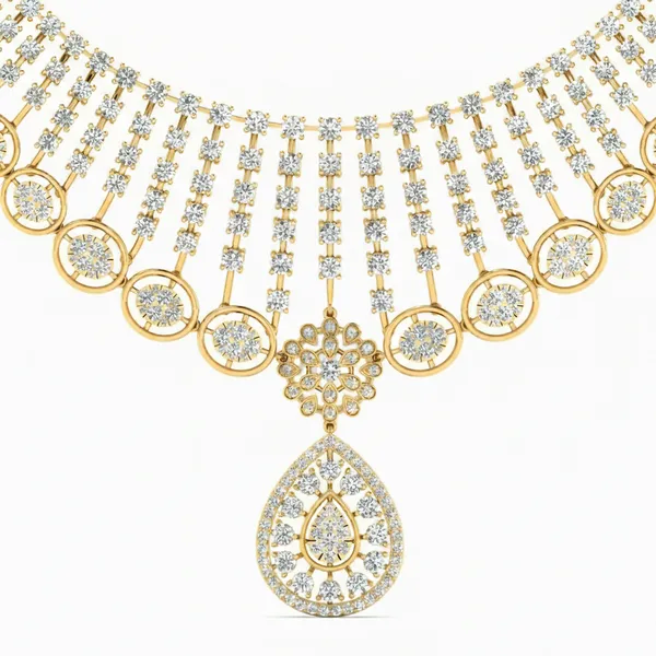 Golden Classic Diamond Necklace - View 4