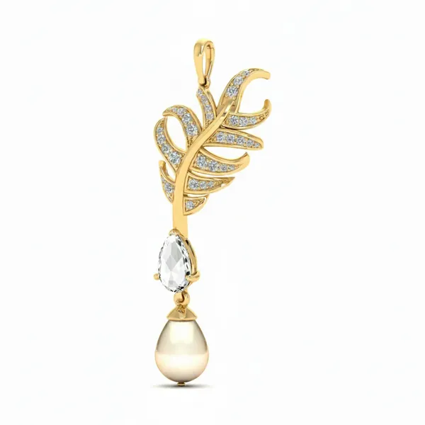 Ethereal Leaf Diamond Pendant - View 2
