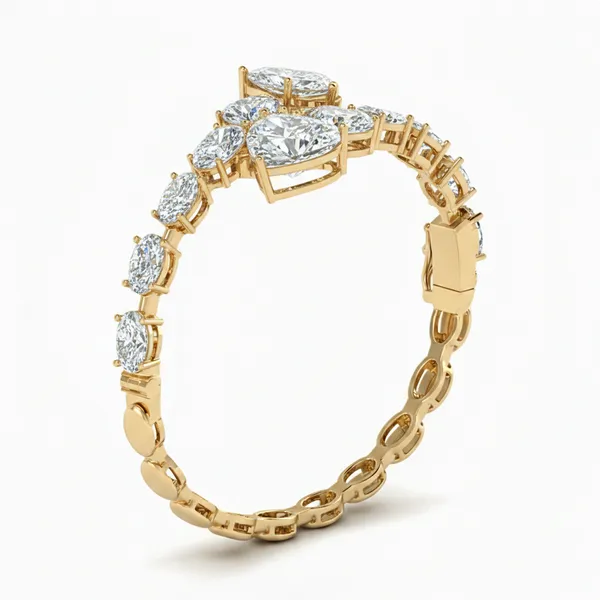 Lustrous Garden Diamond Bangle - View 2