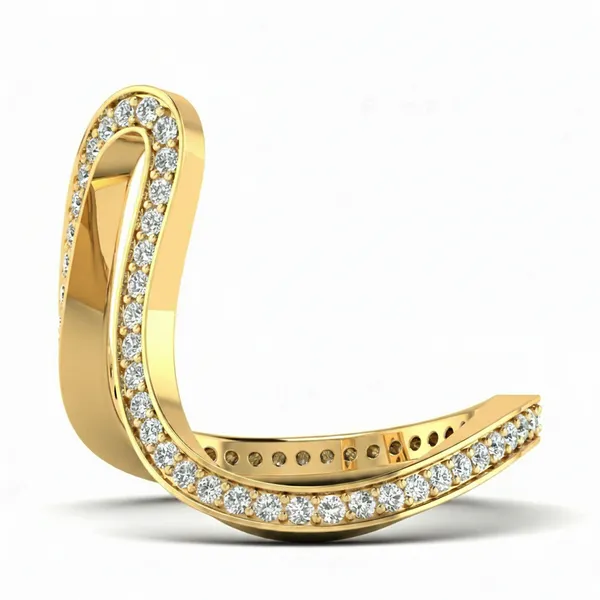 Lustrous Crossover Diamond Ring - View 2