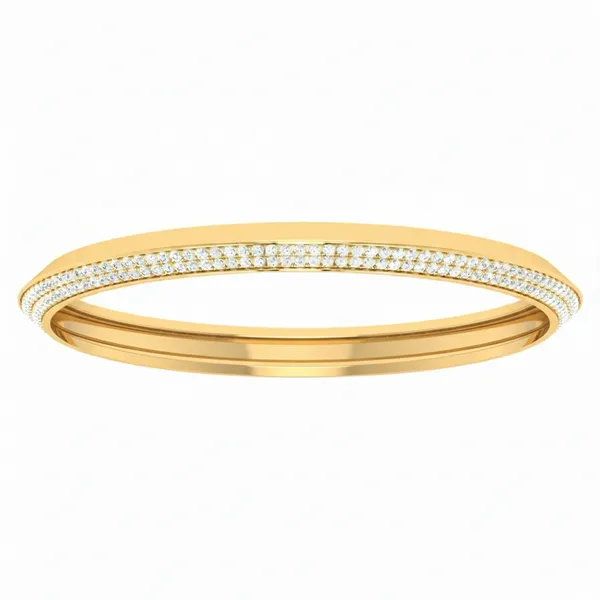 Golden Art Deco Diamond Bangle - Laboratory-Grown Diamond Bangle