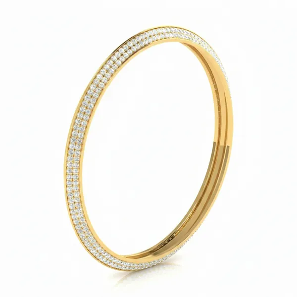 Golden Art Deco Diamond Bangle - View 2