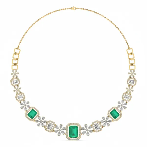 Regal Cluster Diamond Necklace - Laboratory-Grown Diamond Necklace