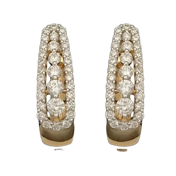 Elegant Lattice Diamond Bali Earrings - View 2