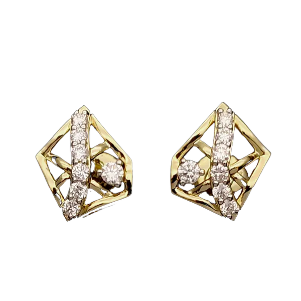 Delicate Halo Diamond Earrings - View 2