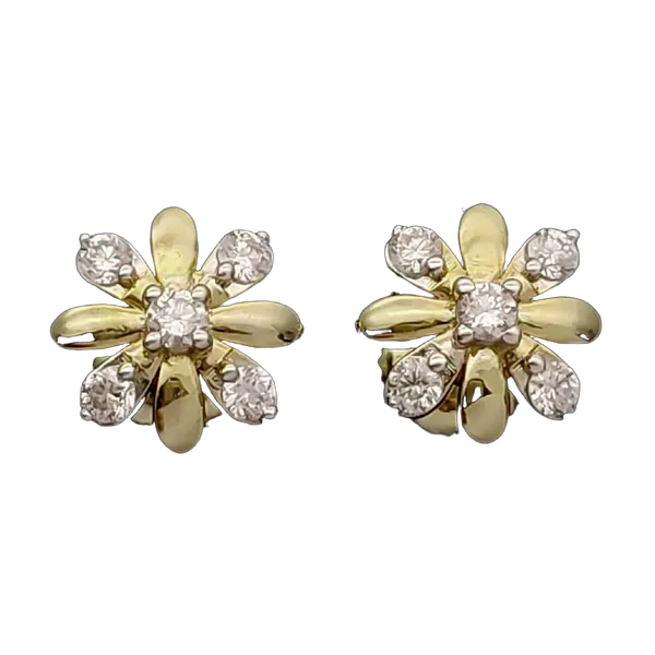 Delicate Crest Diamond Earrings - View 2
