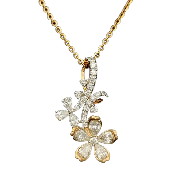 Radiant Crest Diamond Pendant with Chain - View 2